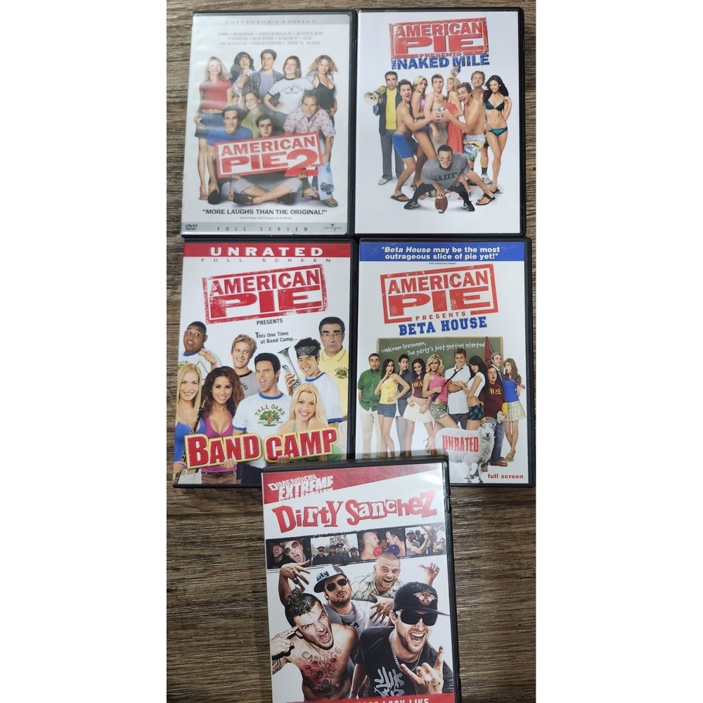 American Pie 5 DVD Lot Band Camp + Beta House + Naked Mile +  2  + Dirty Sanchez